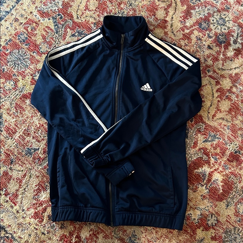 Navy Blue Classic Adidas track jacket Size L